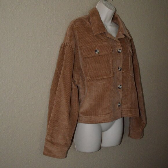 NWT $298 Sz L Xirena Brown Almond Tobin Crop Corduroy Jacket - Picture 5 of 8